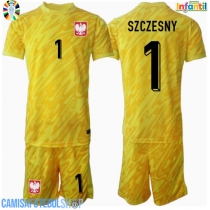 Camisa de time de futebol Polónia Wojciech Szczesny #1 Goleiro Replicas 1º Equipamento Infantil Europeu 2024 Manga Curta (+ Calças curtas)